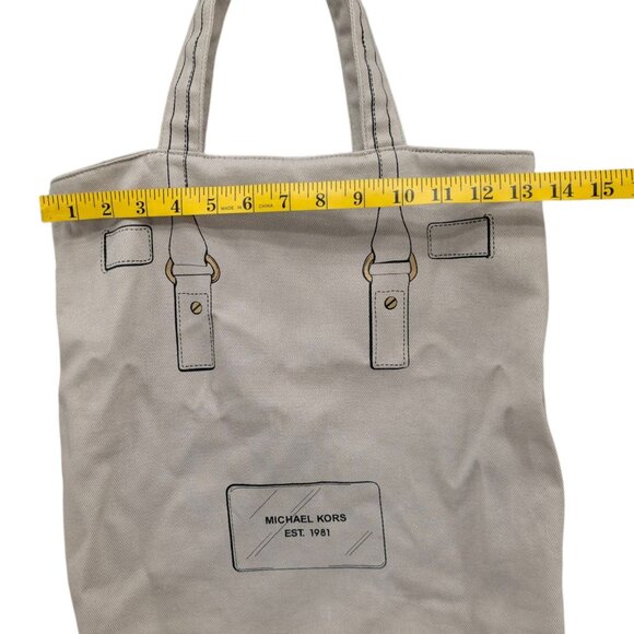 Michael Kors Hamilton Trompe L'oeil Tote Bag Womens Khaki Canvas Soft Fold Up - Picture 8 of 12